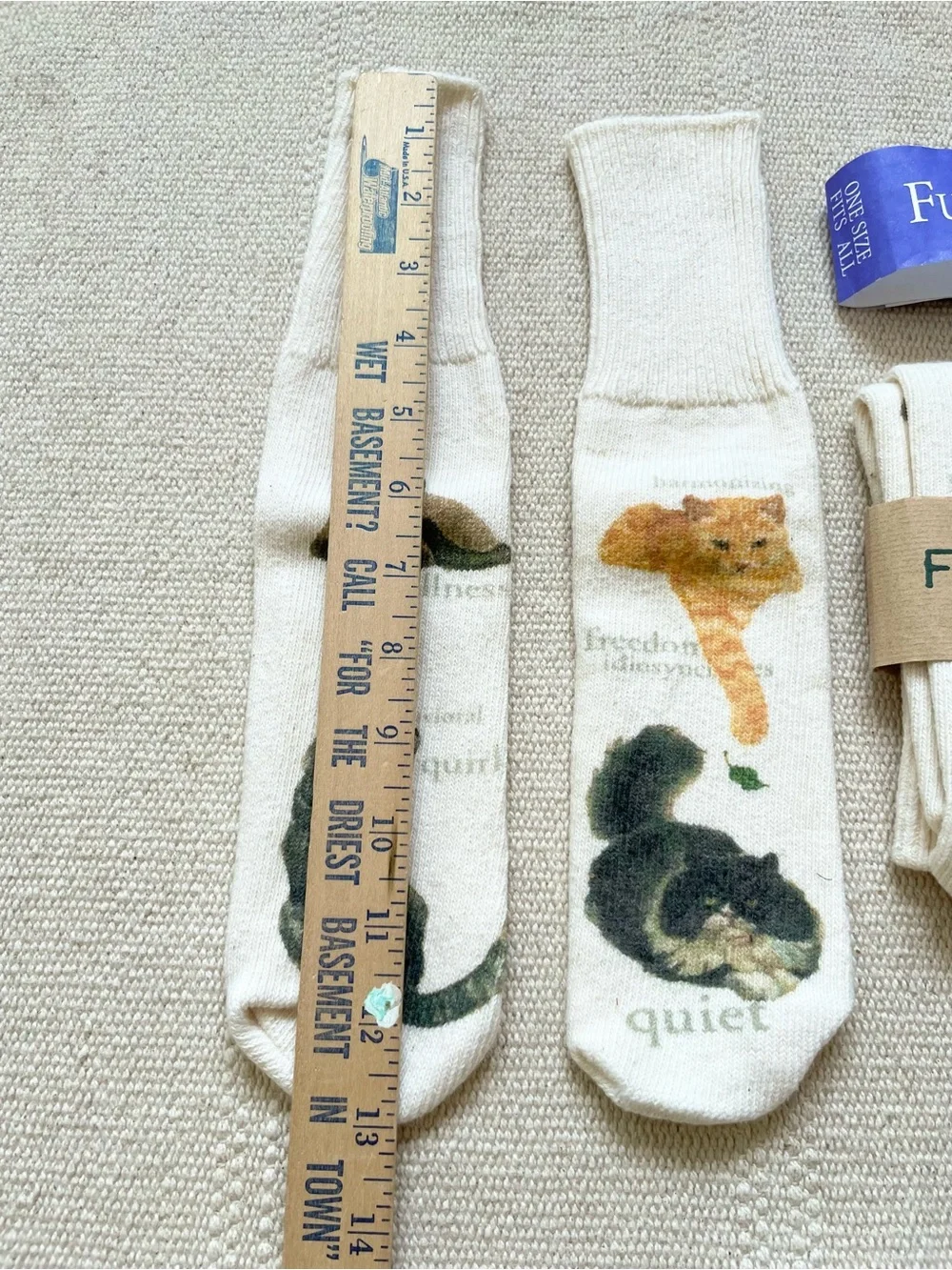 Relevant Products Vintage Cat socks Cotton Screen Print 90s Cozy One Size 2 Pair